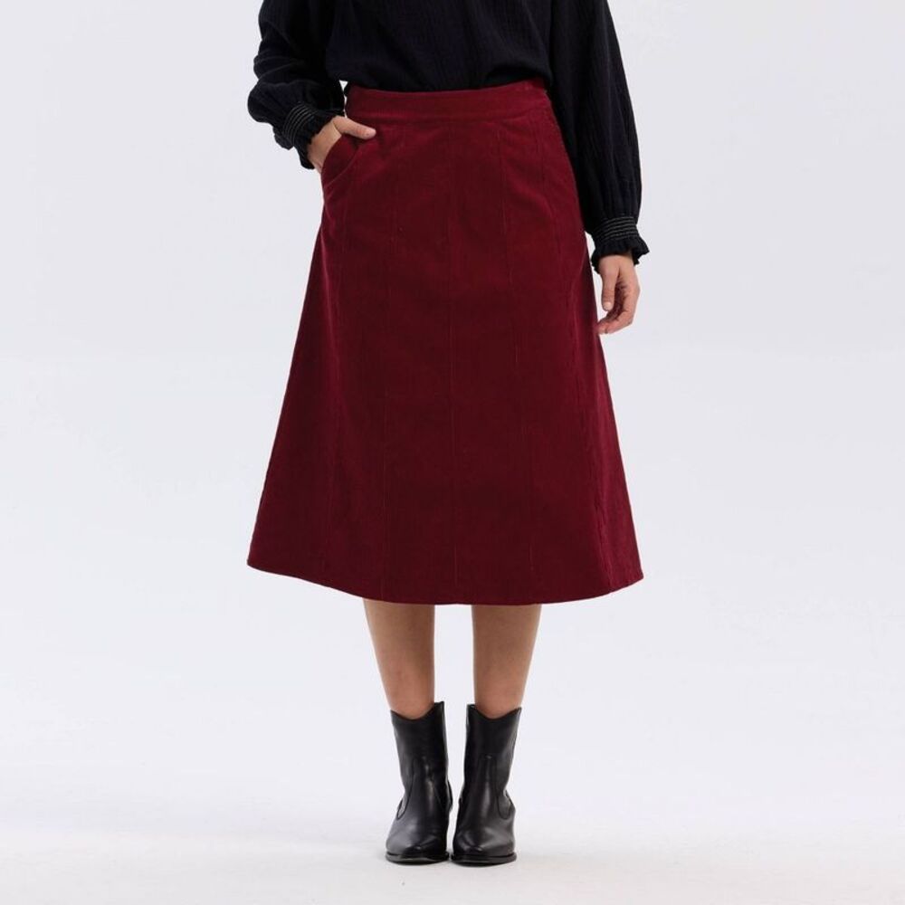 Women's Corduroy Midi A-Line Skirt - Universal Thread Red XS